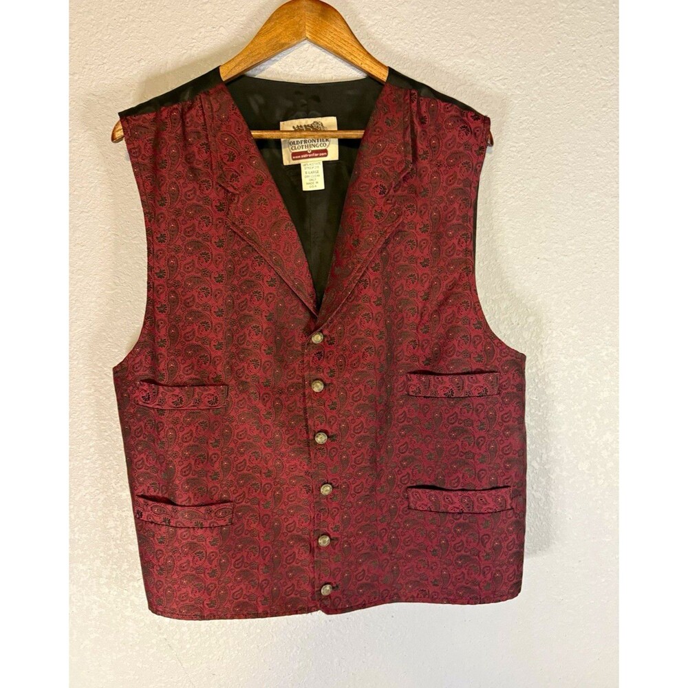 The Old Frontier Clothing Co Men's Paisley Jacquard Vest Burgundy/Black XL